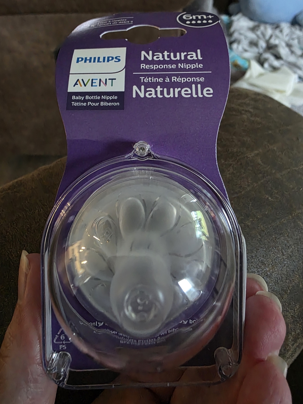 Philips Avent Natural Response Baby Bottle Nipple - Purple & Clear